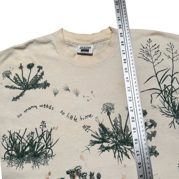 Vintage Botany Weed Plant Shirt Mens XL Distressed Flaws White AOP T Shirt - Picture 6 of 7